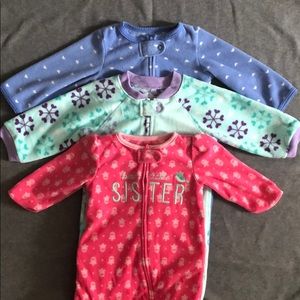 3 PCs Fleece Footed Onesies